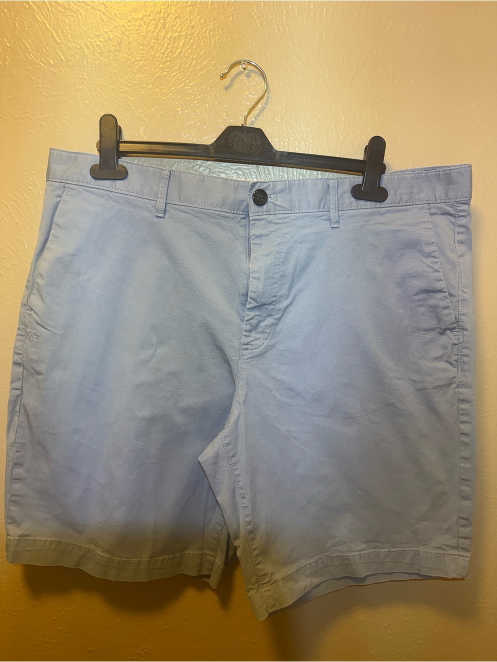 Michael Kors Pale Blue Flat-Front Cotton Shorts